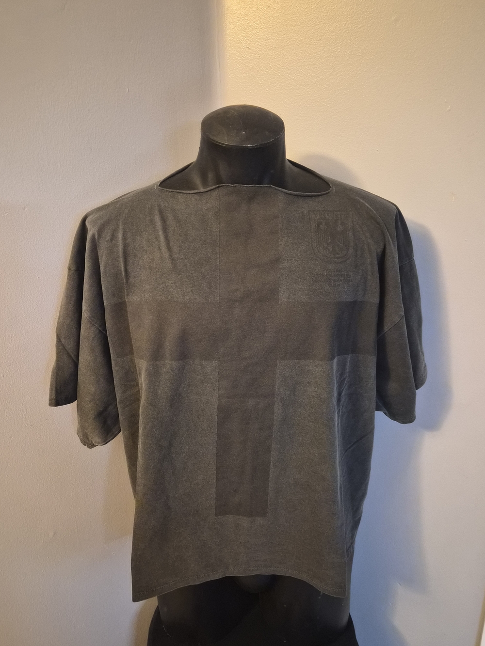 Yeezy Men's Short-Sleeve Washed Charcoal Cross Panel Tee